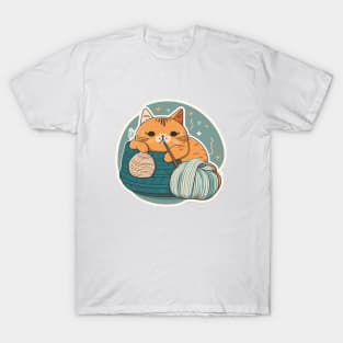 Cute Sleepy Little Kitty Cat Knitten Kitten T-Shirt